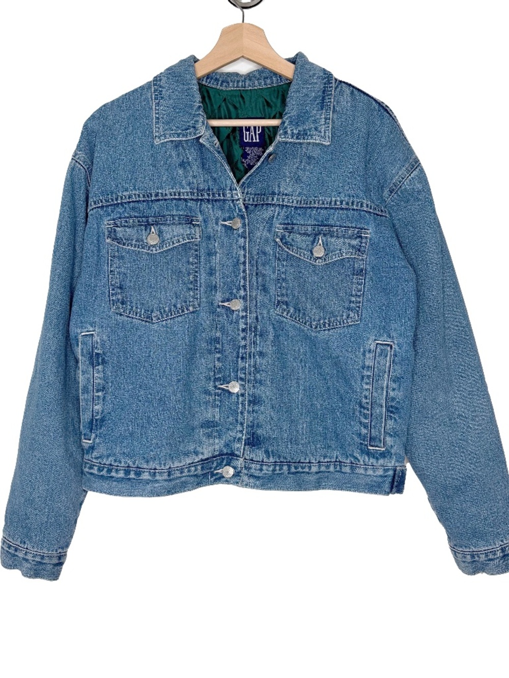 Vintage 90s GAP Quilted Denim Jacket Oversized Trucker L